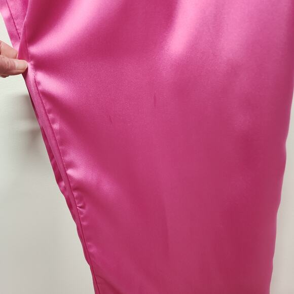Sincerely Jules Pleated Wide Leg Satin Pants Size L Bright Pink Office Barbie - Picture 7 of 13